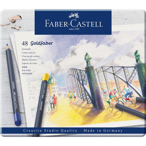 Lápis de cor Faber-Castell Goldfaber — caixas metálicas — 48 cores