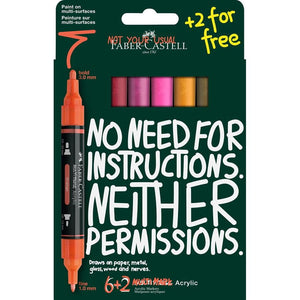 Marcadores acrílicos Faber-Castell Multimark — conjuntos — Flame — 6+2