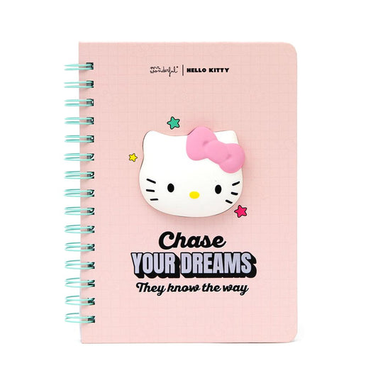 Caderno A5 com squishy Hello Kitty - Chase your dreams, they know the way