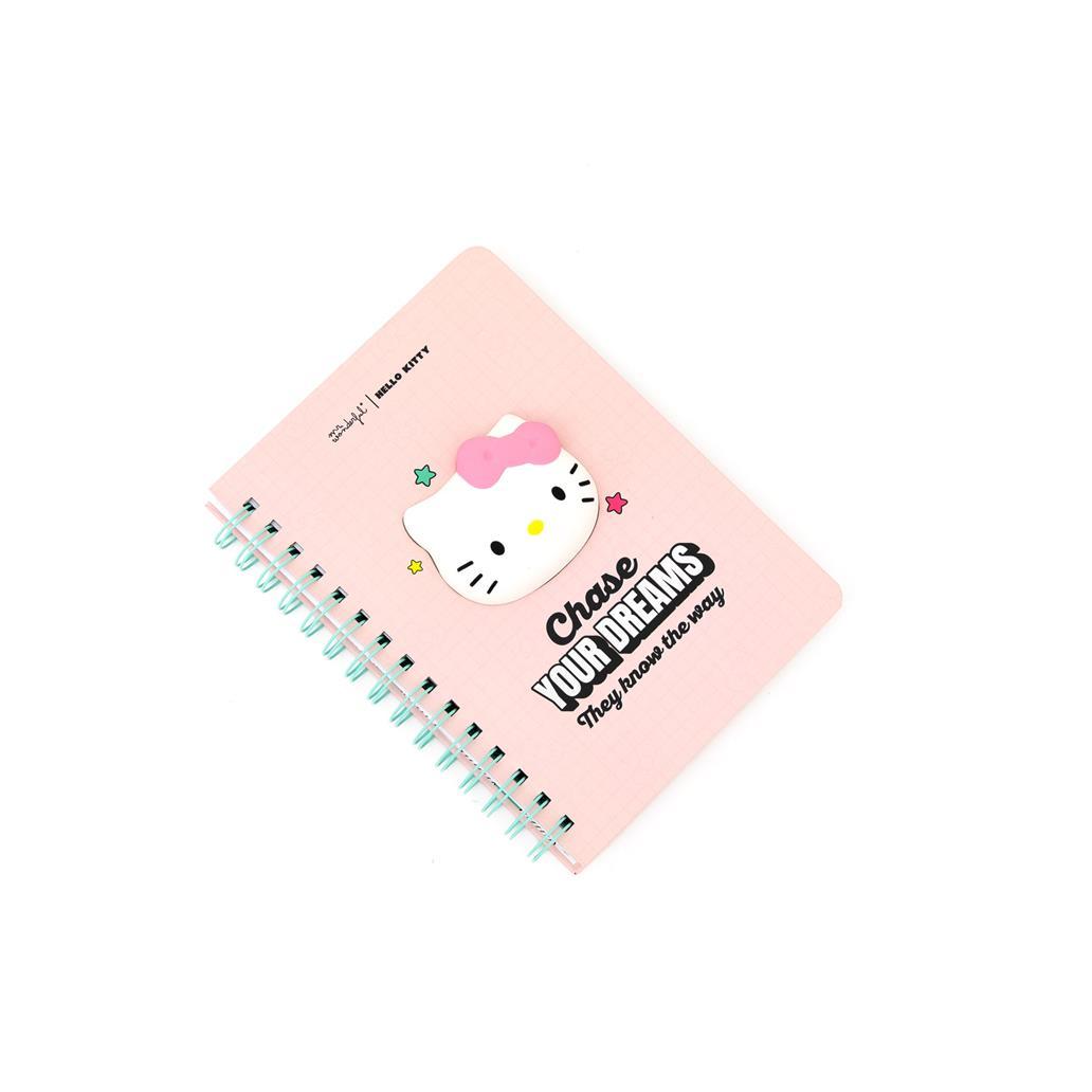 Caderno A5 com squishy Hello Kitty - Chase your dreams, they know the way
