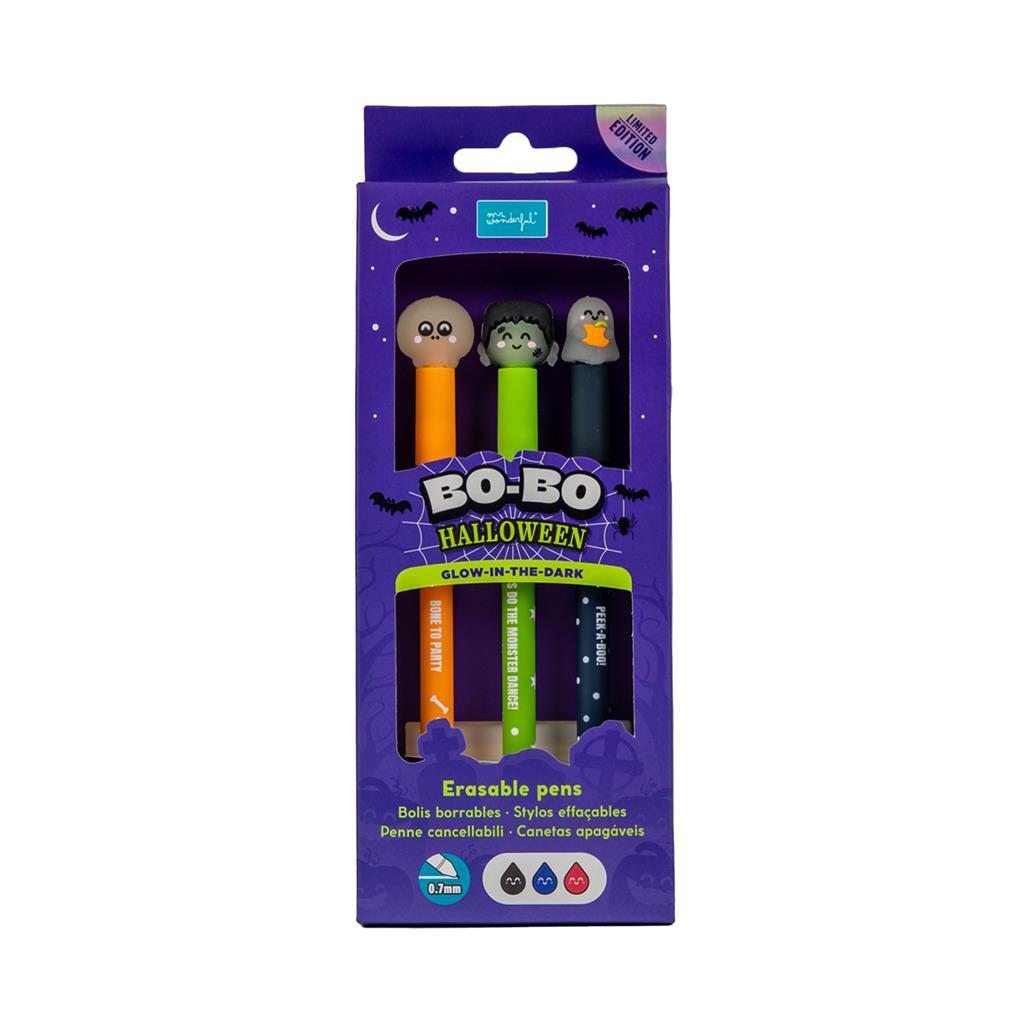 Conjunto de 3 canetas apagáveis Bo-Bo que Brilham no Escuro - Halloween - Mr. Wonderful