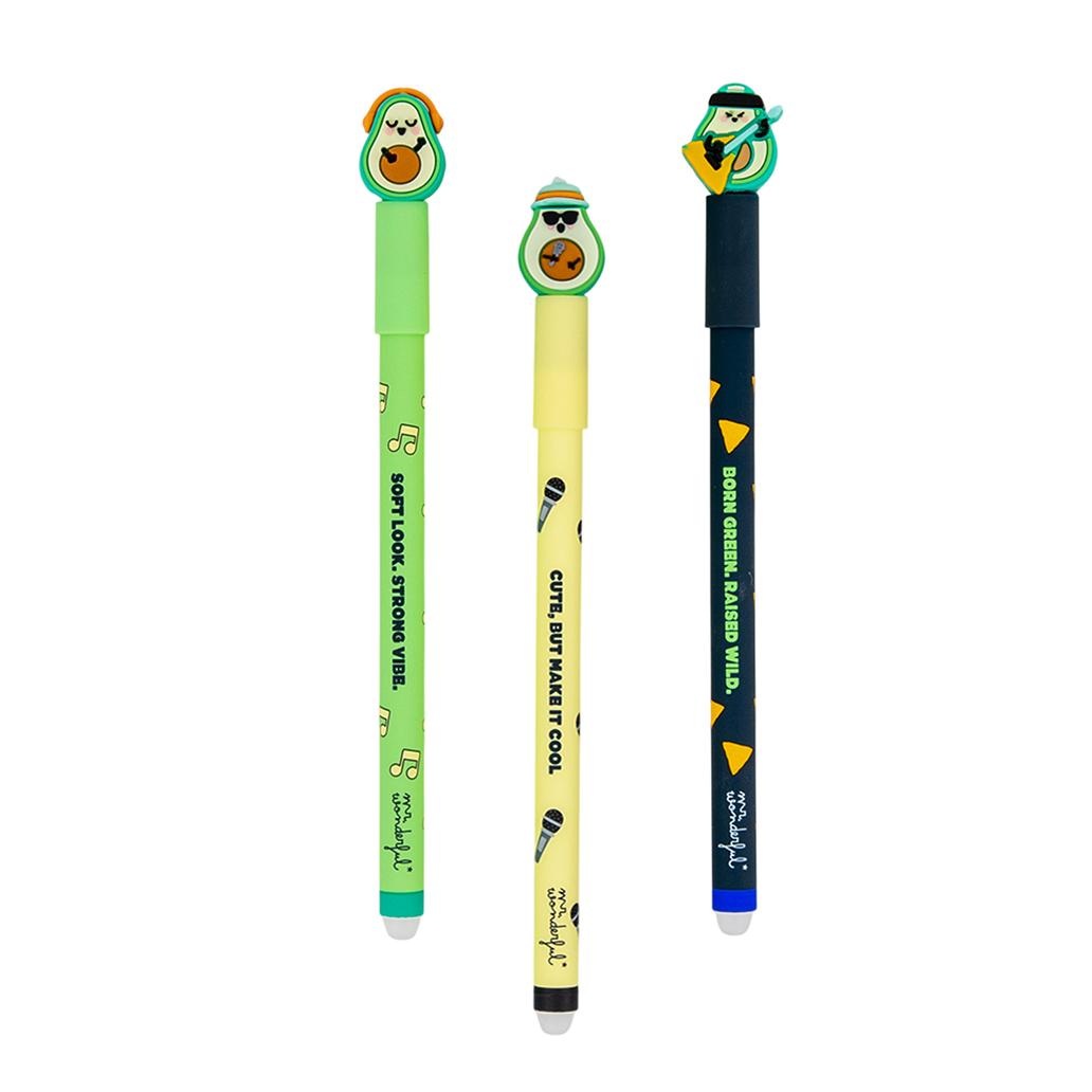 Conjunto de 3 canetas apagáveis Bo-Bo - Abacates