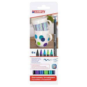 Conjunto edding 4200 Cool de 6 marcadores para porcelana e cerâmica, em cores frias
