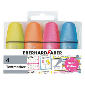 Conjunto de 4 mini sublinhadores com glitter Néon Eberhard Faber, referência 551400