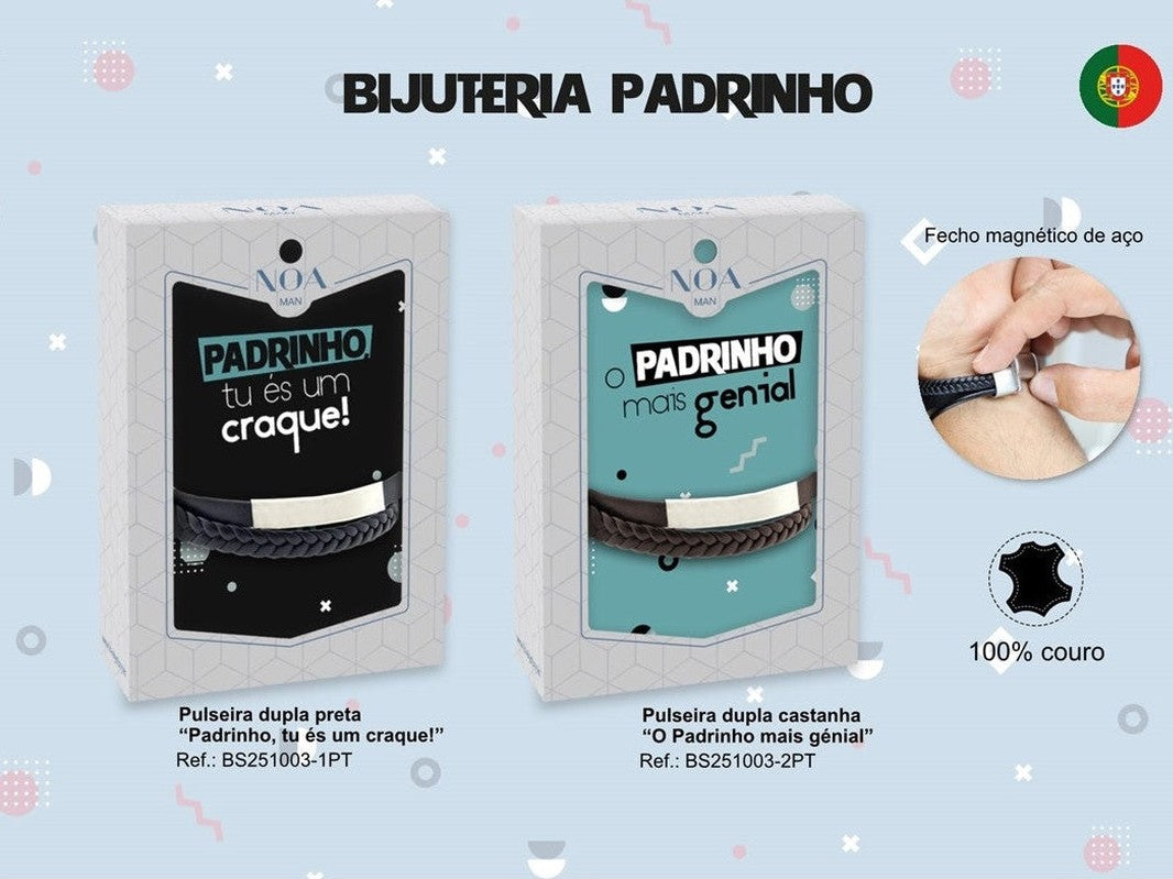 Pulseira trançada castanha - A Padrinho mais genial