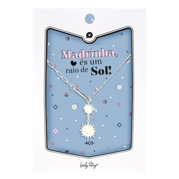 Colar Aço prateado comprido - Madrinha. és um raio de sol