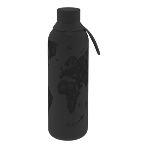 Garrafa térmica com interior cerâmico Áurea – Sketch Maps – 750 ml · Preto
