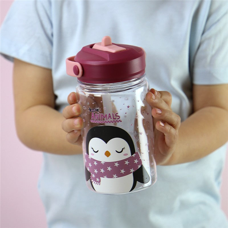Garrafa de plástico 330ml Aurea kids - Pinguim