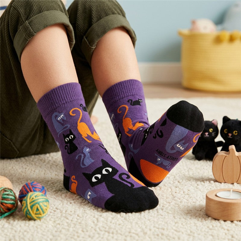Meias Halloween Magic Cats - Tamanho 30-35