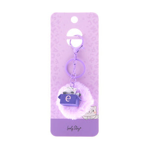 Porta-chaves gato com letra Lovely Story — Roxo / E