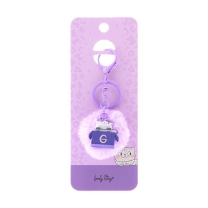 Porta-chaves gato com letra Lovely Story — Roxo / G