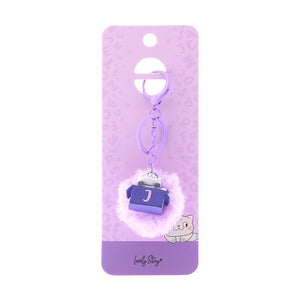Porta-chaves gato com letra Lovely Story — Roxo / J
