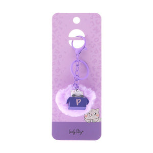 Porta-chaves gato com letra Lovely Story — Roxo / P