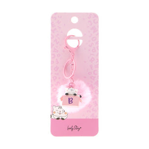 Porta-chaves gato com letra Lovely Story — Rosa / B
