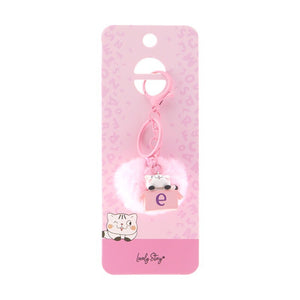 Porta-chaves gato com letra Lovely Story — Rosa / E