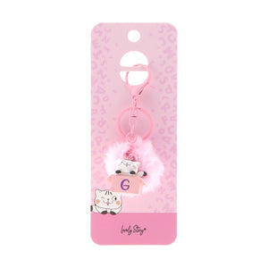 Porta-chaves gato com letra Lovely Story — Rosa / G