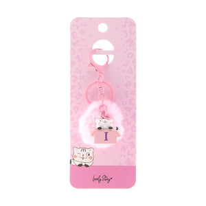 Porta-chaves gato com letra Lovely Story — Rosa / I