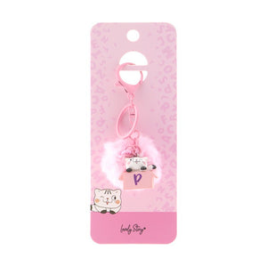 Porta-chaves gato com letra Lovely Story — Rosa / P