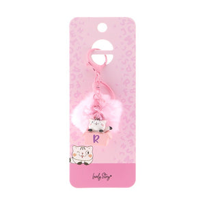 Porta-chaves gato com letra Lovely Story — Rosa / R