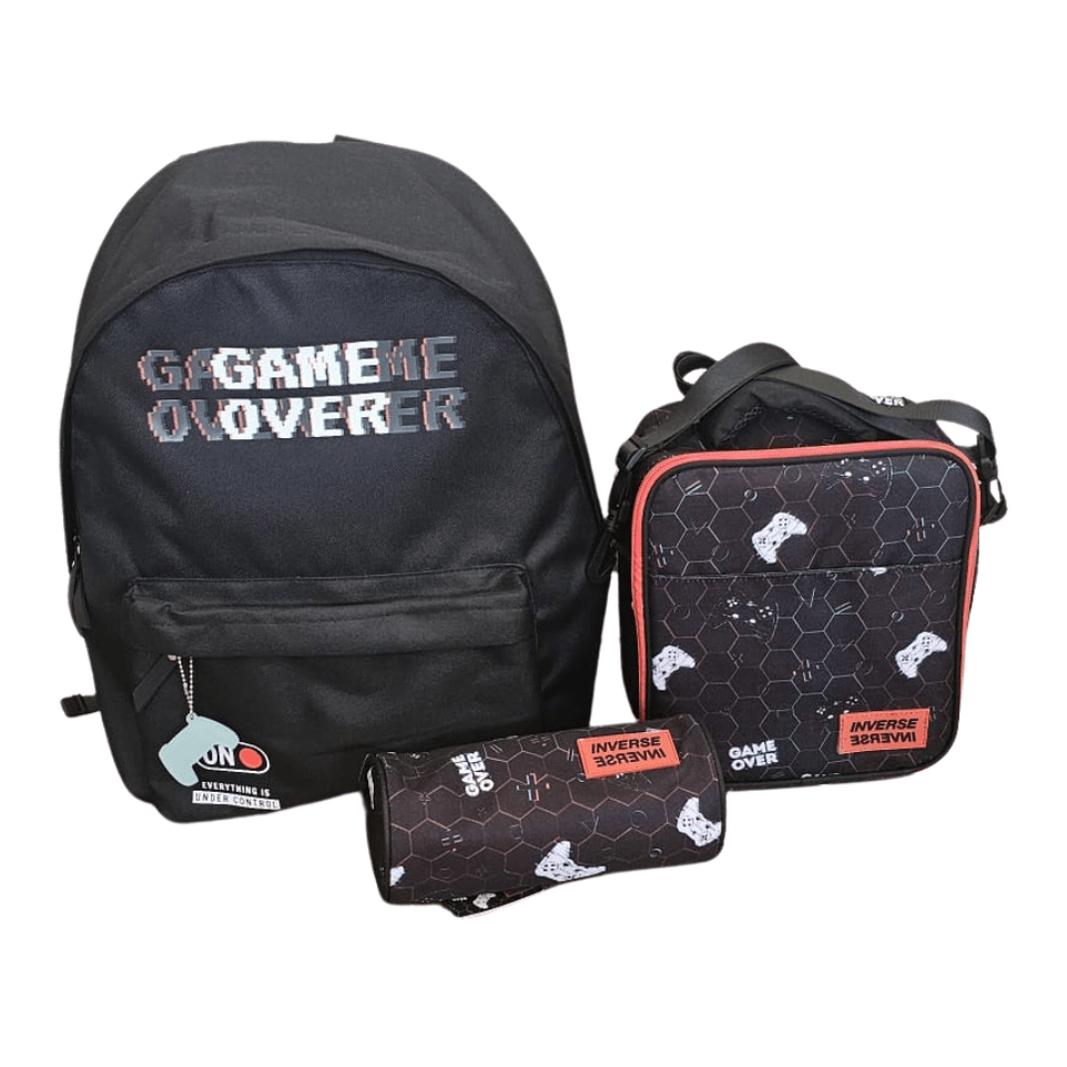 Mochila + Lancheira + Estojo Game Over