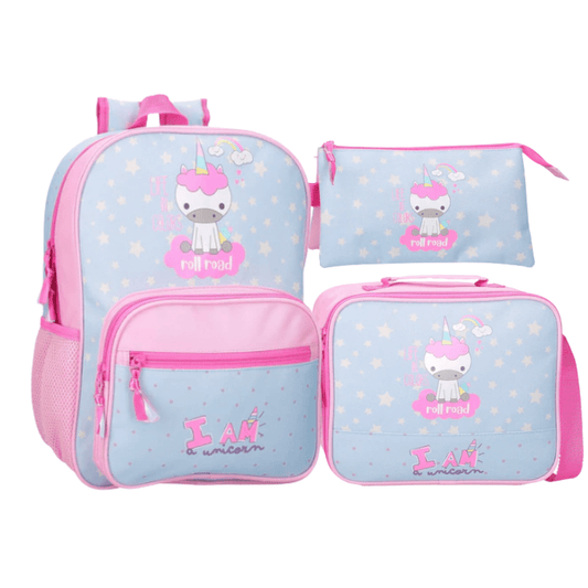 Conjunto Unicórnio - Mochila + Lancheira + Estojo