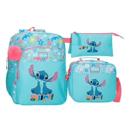 Conjunto Stitch aloha (Mochila+Lancheira+Estojo)