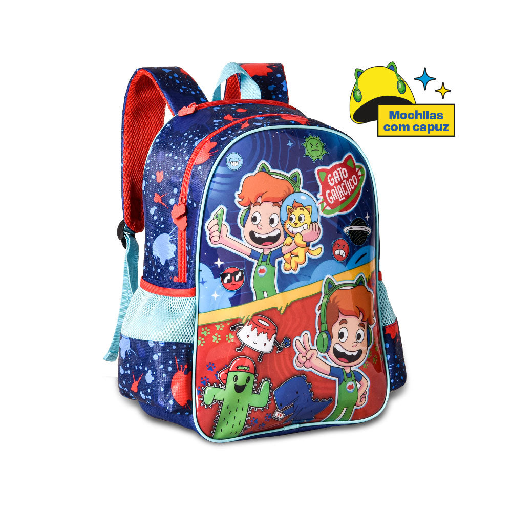 Mochila Escolar Gato Galactico 40cm - Papelaria Encantada