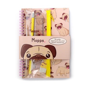 Conjunto de Papelaria de 6 Peças - Mopps Pug - Papelaria Encantada