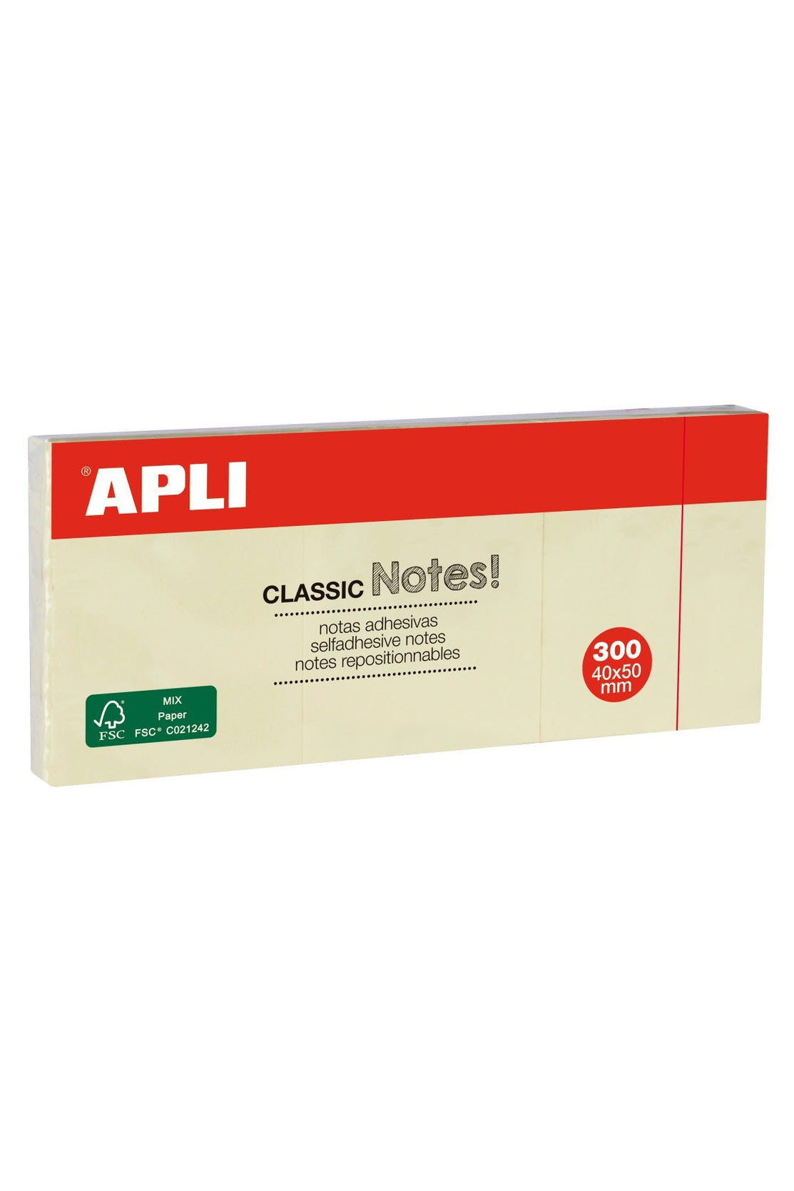 Bloco de notas aderentes Apli 40x50mm amarelo c/3