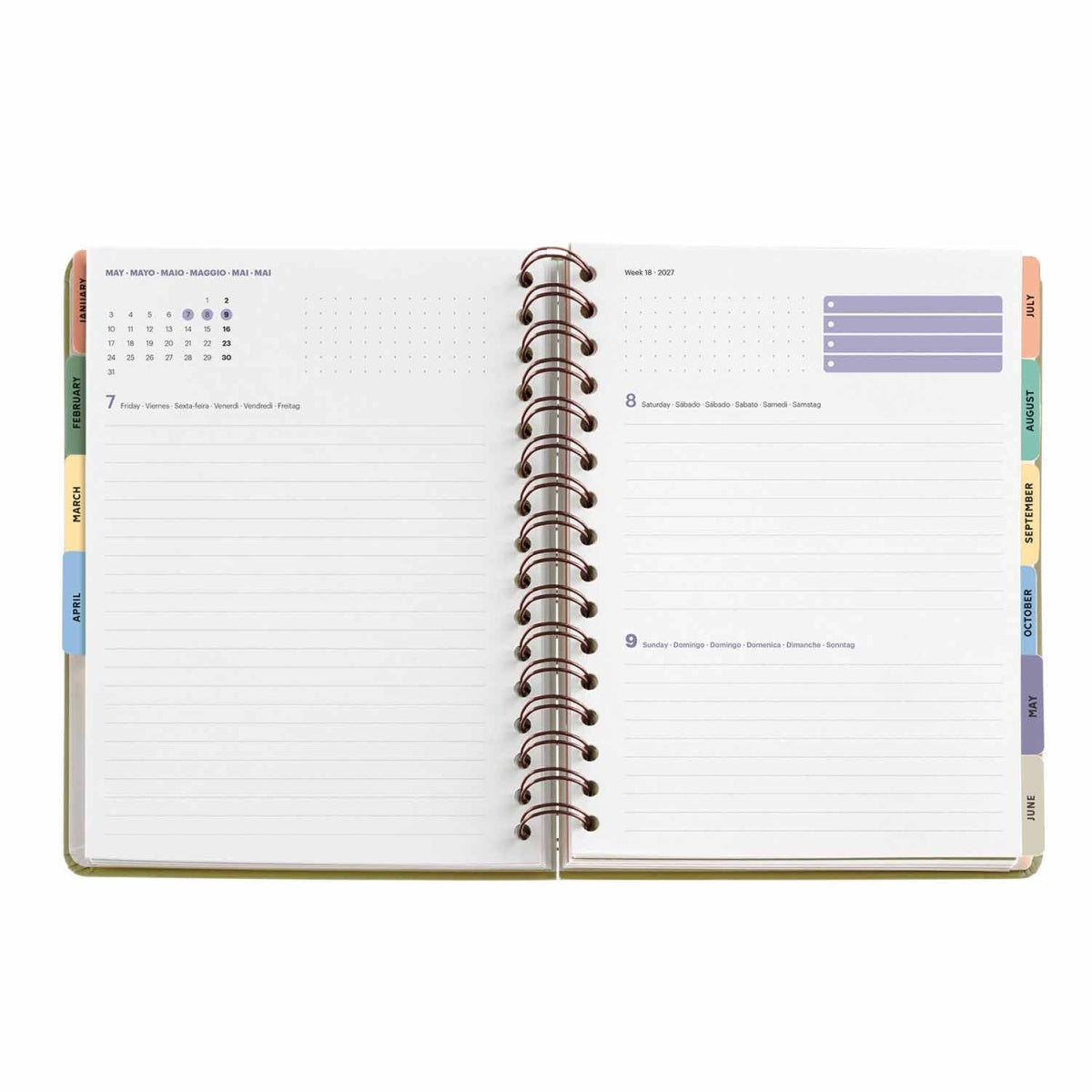 Agenda diária A5 2027 espiral Miquelrius Plus Trends Liberty Brown