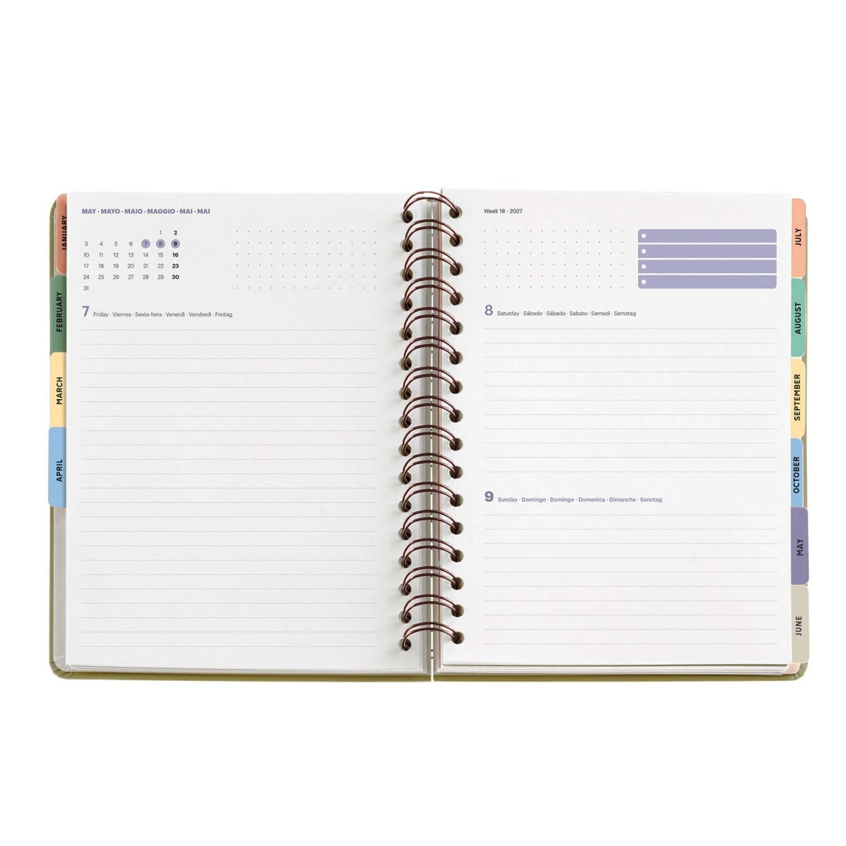 Agenda diária A5 2027 espiral Miquelrius Plus Trends Liberty Taupe
