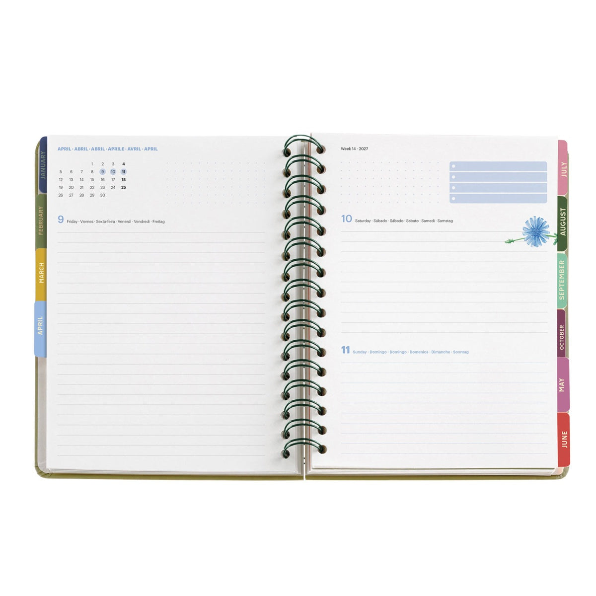Agenda diária A5 2027 espiral Miquelrius Plus Trends Entredos Rosas