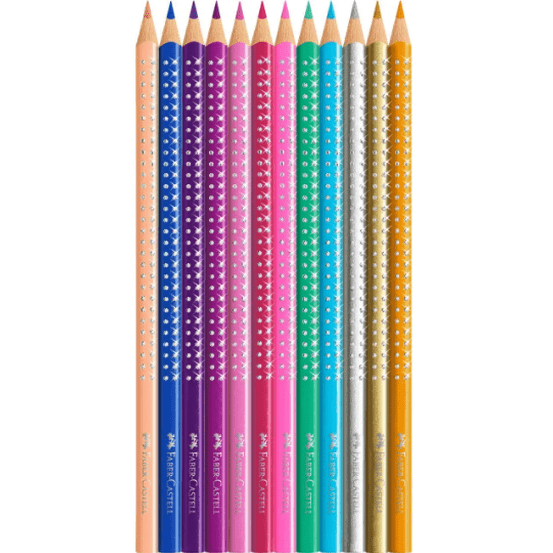 Lápis de cor Sparkle Faber-Castell caixa metálica de 12 + oferta Lapis Sparkle