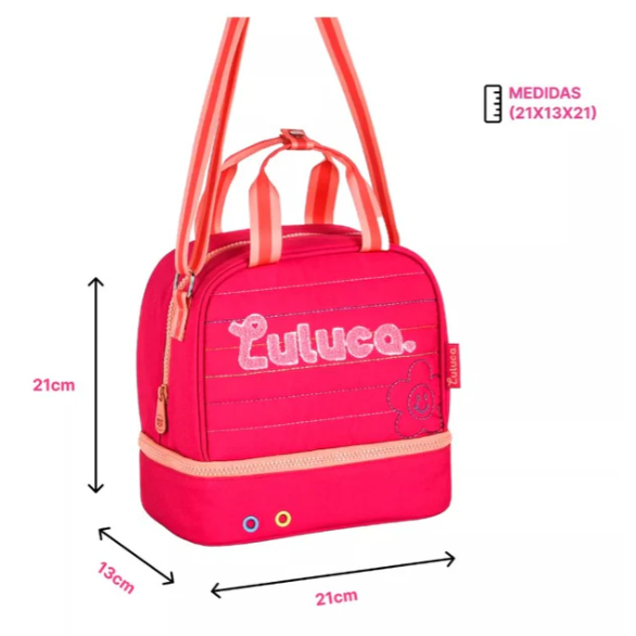 Kit Mochila + Estojo + Lancheira Luluca Rosa