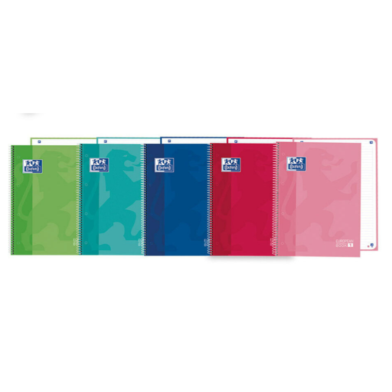 Caderno Oxford Espiral European book, A4, 80 Folhas Pautadas Vermelho
