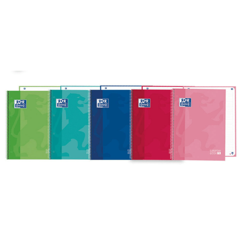 Caderno Oxford Espiral European book, A4, 80 Folhas Pautadas Vermelho