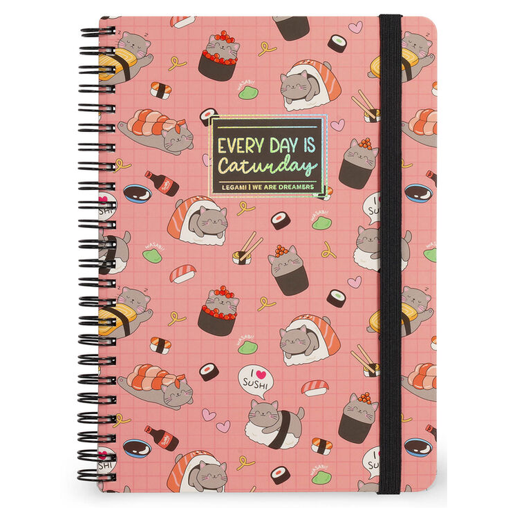 Caderno Legami A5 Espiral linhas - Sushi Cat