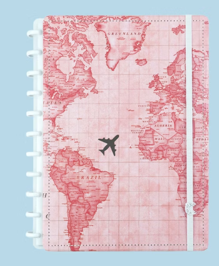 Caderno Inteligente Mapa Mundi Rosa Grande ed. especial Gocase