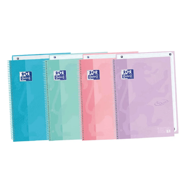 Caderno Oxford Espiral Touch, A4 80 Folhas Pastel Azul