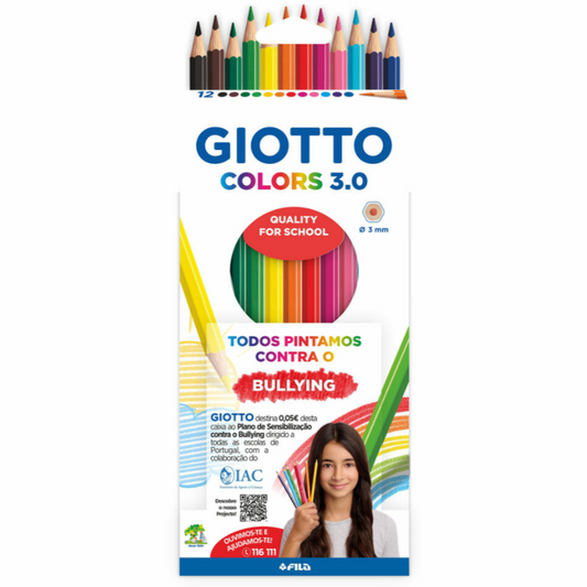 Lápis de Cor GIOTTO Colors 3.0, Corpo Hexagonal 12 Cores