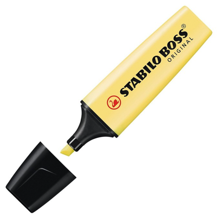 Sublinhador Stabilo amarelo pastel