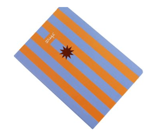 Caderno A5 - Riscas Azul e Laranja