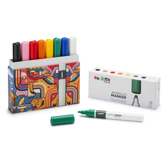 Marcadores de acrílico Carioca plus 8 cores