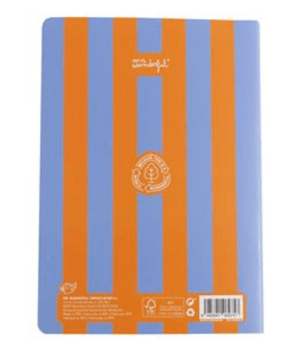 Caderno A5 - Riscas Azul e Laranja