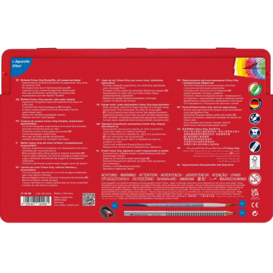 Lápis de cor Grip Faber-Castell cx de 48 c/ caixa metálica