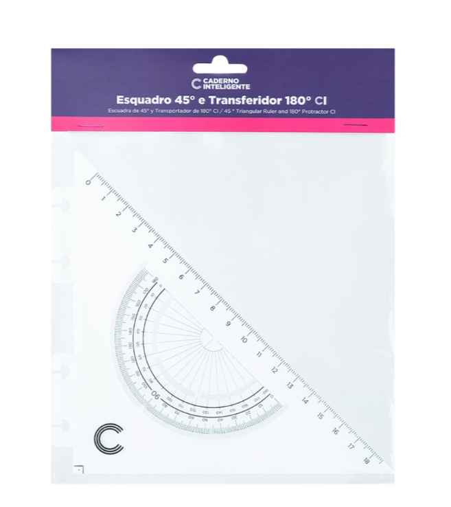 Esquadro e transferidor para caderno inteligente