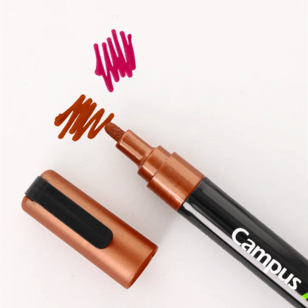 Marcadores Acrílicos Campus Ponta Cônica 2 mm Caixa com 4 Cores Metálicas