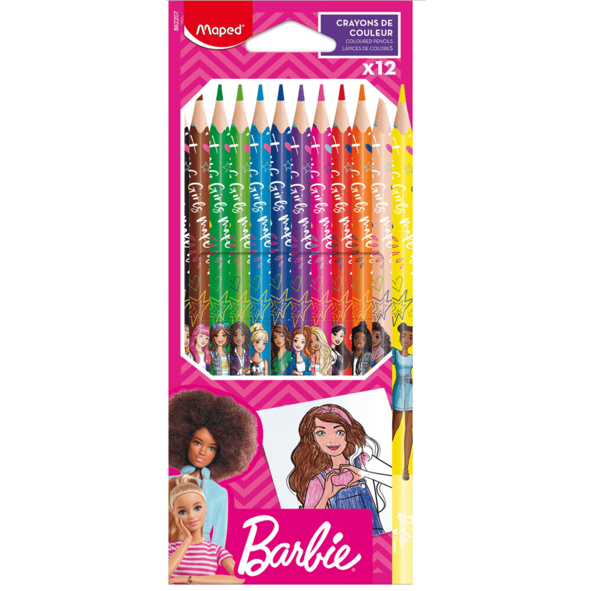 Barbie maped lápices de colores 12 colores