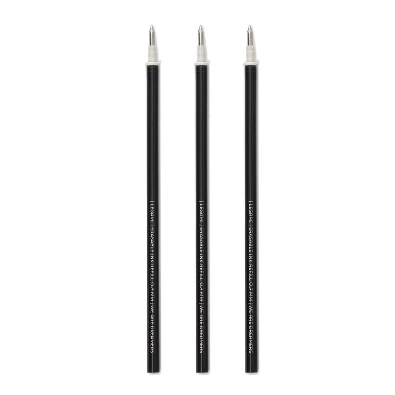 Conjunto de 3 recargas preto para canetas apagáveis