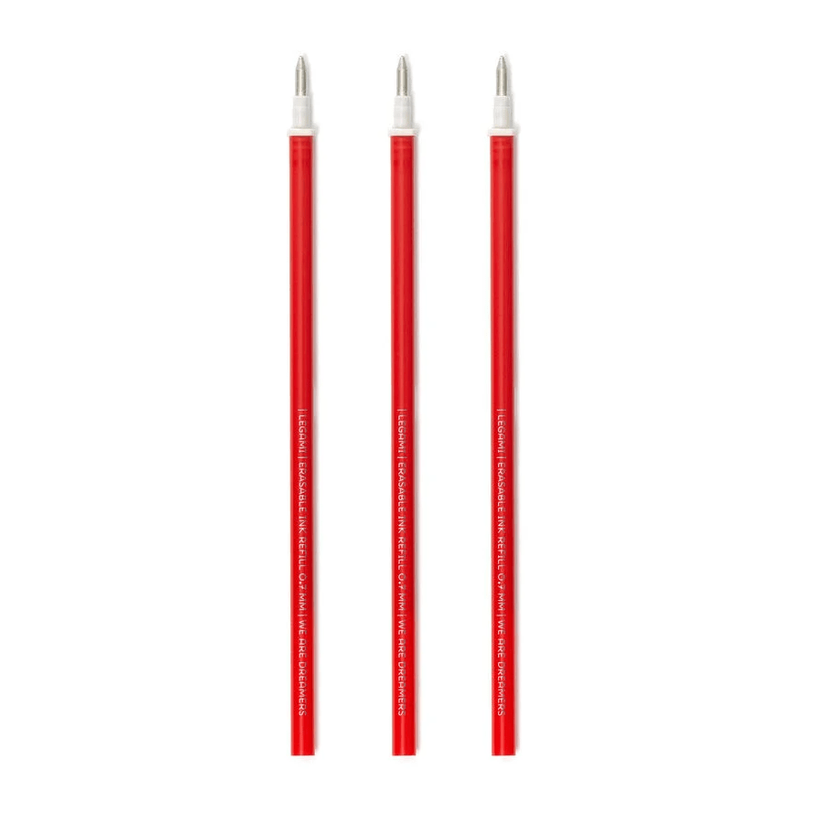 Conjunto de 3 recargas vermelho para canetas apagáveis